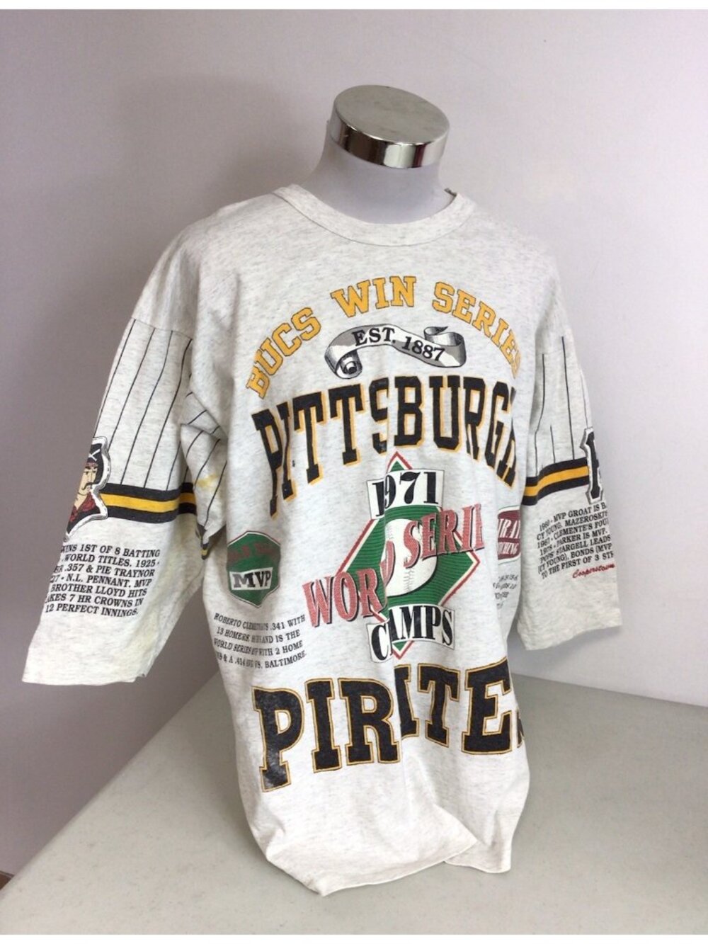 Vintage 90’s Pittsburgh Pirates Long Gone T Shirt Jersey Made USA Mens XL